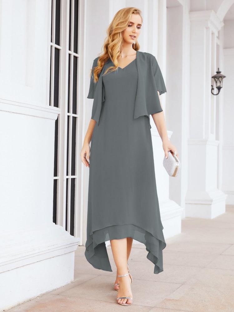 Vestido formal de fiesta Sunnderly de dos piezas, corte A, para madre de la novia, SY28073 