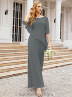 Vestido formal de fiesta Sunnderly, largo, para madre de la novia, con capa con volantes, SY28026 