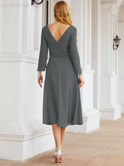 Brautjungfernkleid mit V-Rücken und Taillengürtel für die Mutter der Braut, Hochzeitsgäste, SY28031 