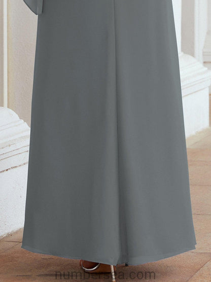 Sunnderly Formal Party Gown Dress Long Mother of The Bride Dresses with Ruffle Cape SY28026