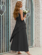 Vestidos de gasa largos de talla grande para madre de la novia, vestido formal de dama de honor para graduación SY28019 