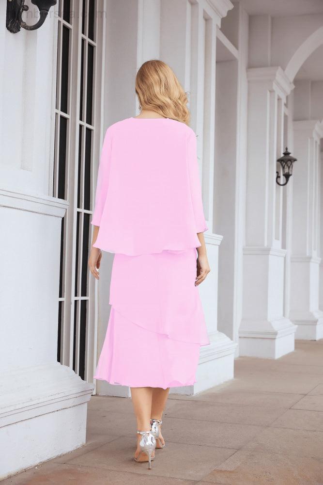 Vestido formal de fiesta Sunnderly de dos piezas, corte A, para madre de la novia, SY28072 