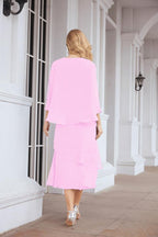 Vestido formal de fiesta Sunnderly de dos piezas, corte A, para madre de la novia, SY28072 