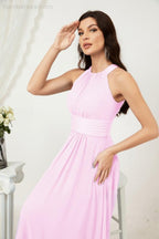 Vestido formal de fiesta Sunnderly de gasa con cuello halter, largo y sin mangas, para dama de honor SY2802 