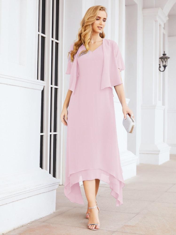 Vestido formal de fiesta Sunnderly de dos piezas, corte A, para madre de la novia, SY28073 