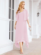 Vestido formal de fiesta Sunnderly de dos piezas, corte A, para madre de la novia, SY28073 