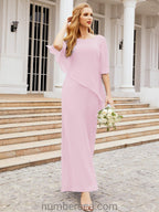 Vestido formal de fiesta Sunnderly, largo, para madre de la novia, con capa con volantes, SY28026 