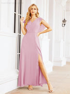Vestidos de dama de honor Sunnderly con capa, vestido formal de fiesta con espalda descubierta para madre de la novia SY28058 