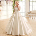 Elegant Lace Wedding Dresses For Women Half Sleevess Bride With Belt Bow Vestidos De Novia Boda Suknia Ślubna Robe Mariée-payinti