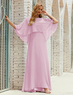 Vestido de dama de honor Sunnderly para mujer, de gasa, manga larga y cuello en V, vestido formal para boda o fiesta SY28018 