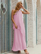 Vestidos de gasa largos de talla grande para madre de la novia, vestido formal de dama de honor para graduación SY28019 