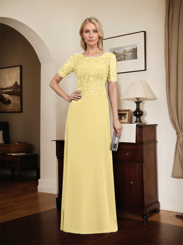 Vestido de gasa con encaje y lentejuelas para madre de la novia, corte A, largo hasta el suelo