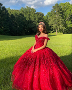 Luxuriöses rotes Quinceanera-Kleid, rotes Ballkleid, rotes Sweet 16-Kleid Y2338