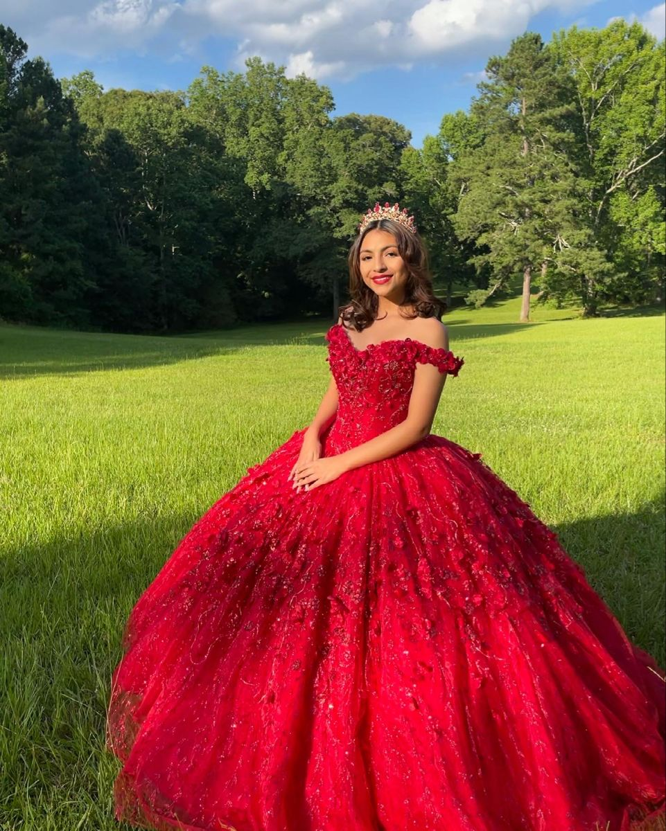 Luxuriöses rotes Quinceanera-Kleid, rotes Ballkleid, rotes Sweet 16-Kleid Y2338