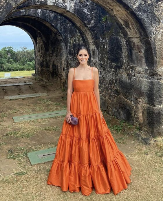 A-Linie Orange Langes Ballkleid,Extravagante Abendkleider Y2856