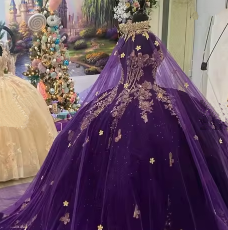 Impresionante vestido de quinceañera de princesa morado, vestido morado para dulces 16 Y6560