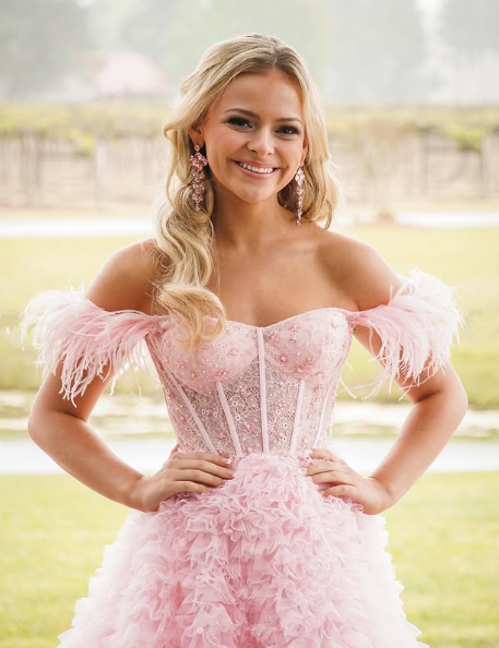 Vestido de fiesta de tul rosa con volantes y corsé, vestido de noche de tul Y6093
