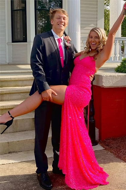 Elegant Pink Mermaid Prom Dress Pink Evening Dress Y7386