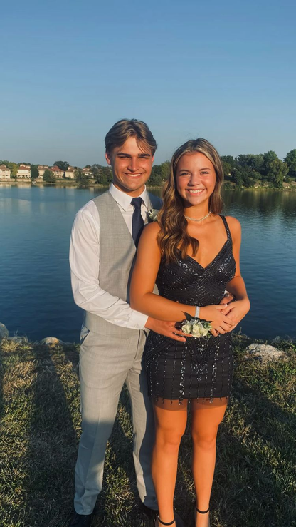 Sexy Schwarzes Enges Homecoming-Kleid, Schwarzes Cocktailkleid Y4018