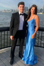 Atlantic Blue Meerjungfrau Rückenfreies Ballkleid Elegantes Abendkleid Y303