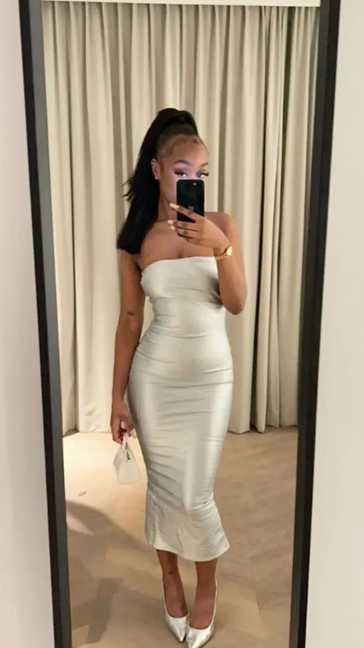 Sexy trägerloses Midi-Abendkleid Geburtstagsoutfit Kleid Y5351