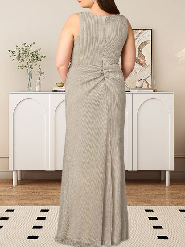 A-Linien-Kleid mit V-Ausschnitt, gerüschtem Metallic-Netz