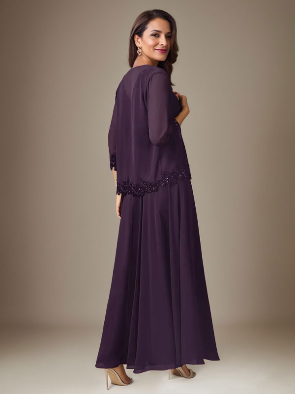 Vestido de gasa con lentejuelas en color ciruela