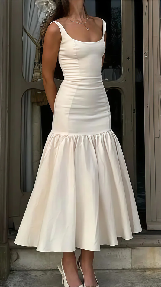 Hübsches Elfenbein Meerjungfrau Partykleid Langes Satin Abschlussball Abendkleid Y8014