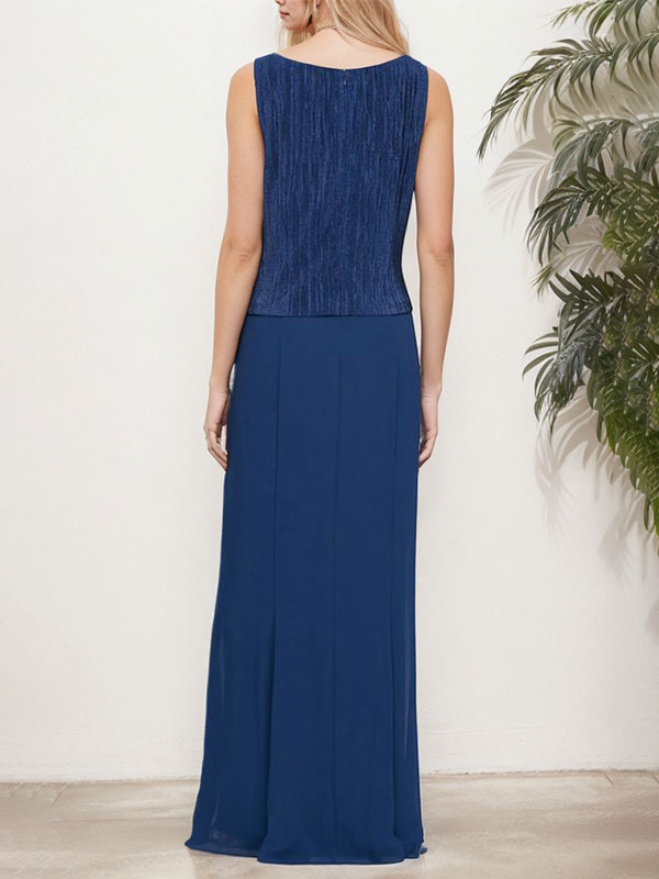 Vestido de dos piezas con efecto metálico y chaqueta