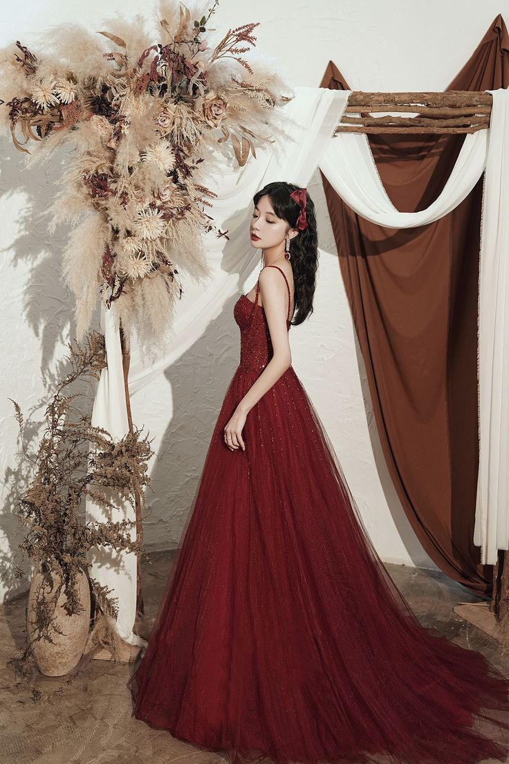 Vestido de fiesta largo con lentejuelas de alta calidad, color burdeos, vestido de noche Y4704