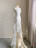 Charmantes weißes Hochzeitskleid, ärmelloses Brautkleid Y2066