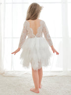Lace Tulle Knee-length White Dress (2003227580)