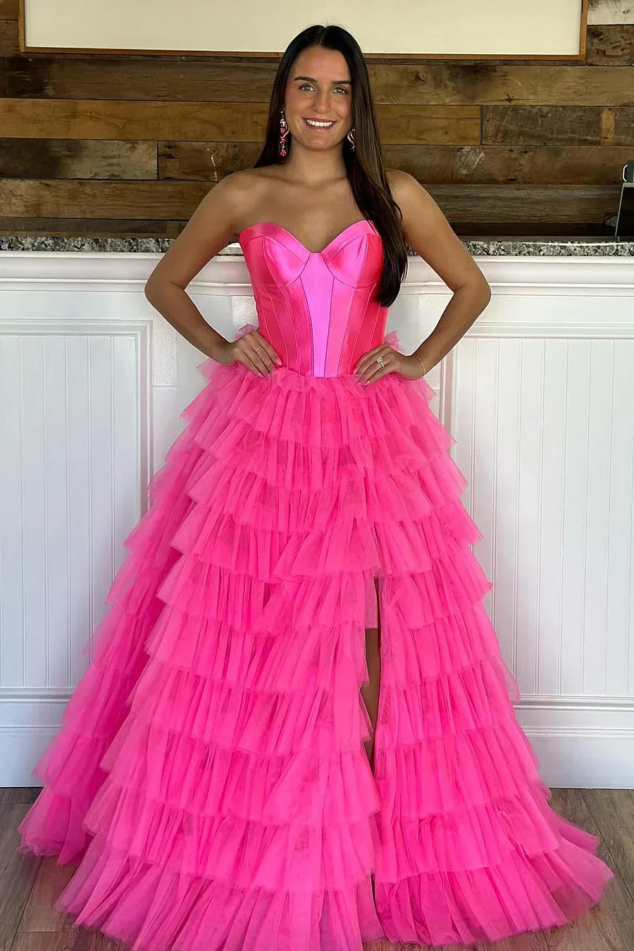 Harmony |A-Linien-Ballkleid aus Tüll mit Herzausschnitt und Schlitz