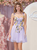 Quinta | A-Linien-Heimkehrkleid aus Tüll mit 3D-Blumen