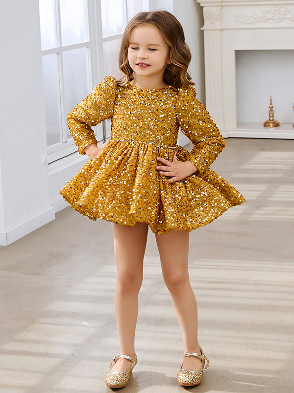 Duchesse-Linie/Princess-Linie Pailletten Kurz/Mini Baby Mädchen Kleid 