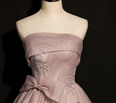 Hermoso vestido de fiesta de tul rosa con lentejuelas, sin tirantes, plisado y abalorios, vestido formal de baile para cumpleaños, quinceañera, Y7579