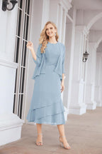 Vestido formal de fiesta Sunnderly de dos piezas, corte A, para madre de la novia, SY28072 