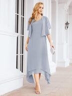 Vestido formal de fiesta Sunnderly de dos piezas, corte A, para madre de la novia, SY28073 