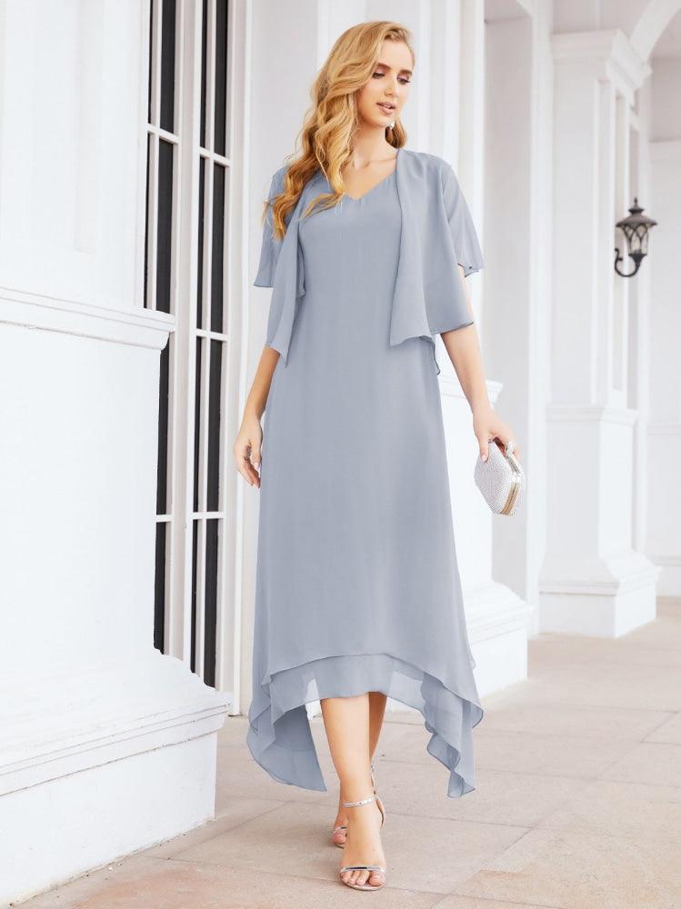 Vestido formal de fiesta Sunnderly de dos piezas, corte A, para madre de la novia, SY28073 