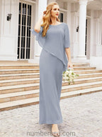 Vestido formal de fiesta Sunnderly, largo, para madre de la novia, con capa con volantes, SY28026 