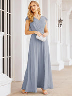 Vestidos de dama de honor Sunnderly con capa, vestido formal de fiesta con espalda descubierta para madre de la novia SY28058 