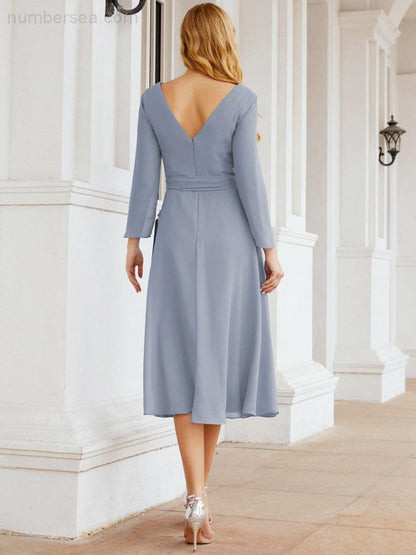 Brautjungfernkleid mit V-Rücken und Taillengürtel für die Mutter der Braut, Hochzeitsgäste, SY28031 