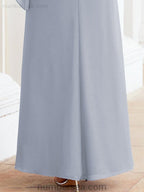 Vestido formal de fiesta Sunnderly, largo, para madre de la novia, con capa con volantes, SY28026 