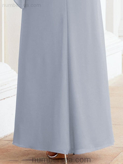 Sunnderly Formal Party Gown Dress Long Mother of The Bride Dresses with Ruffle Cape SY28026