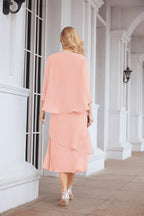 Vestido formal de fiesta Sunnderly de dos piezas, corte A, para madre de la novia, SY28072 