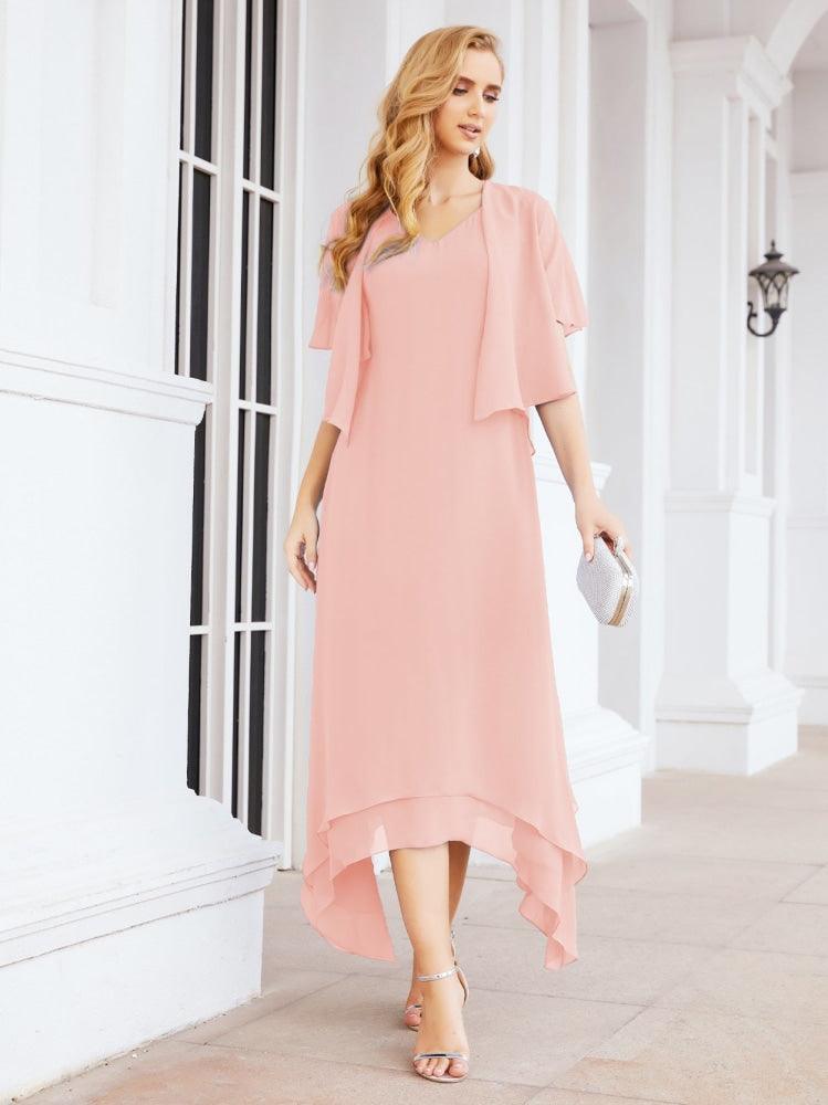 Vestido formal de fiesta Sunnderly de dos piezas, corte A, para madre de la novia, SY28073 