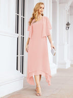 Vestido formal de fiesta Sunnderly de dos piezas, corte A, para madre de la novia, SY28073 