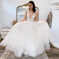 Pastrol Wedding Dresses V-neck Backless Tulle For Women 2023 Bride A-LINE Appliques Vestidos De Novia Made To Order-payinti