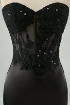 Black Bodycon Sweetheart Corset Short Homecoming Dress with Appliques