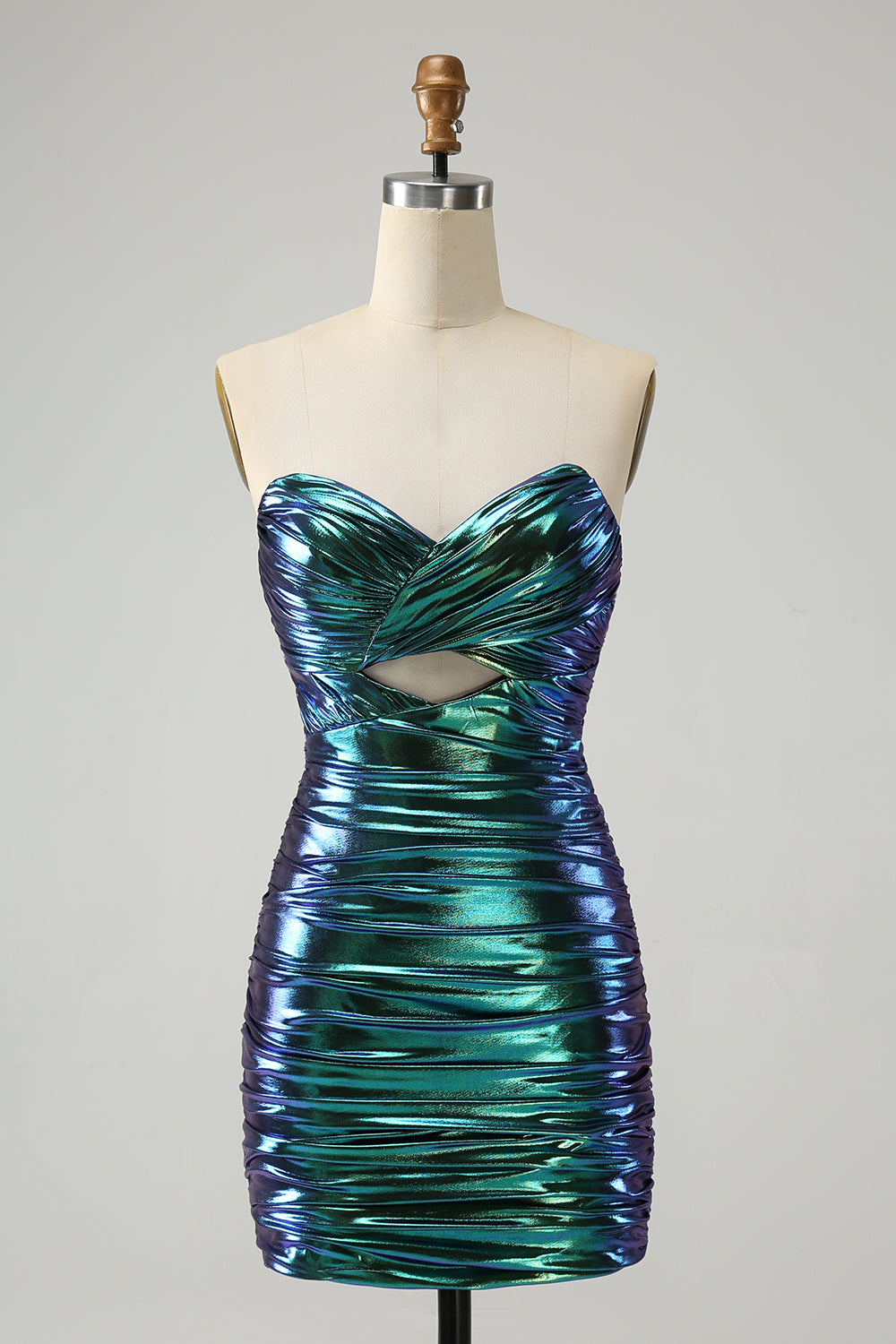 Vestido de fiesta elegante, ajustado, fucsia, plisado, sin tirantes y con abertura en la cerradura